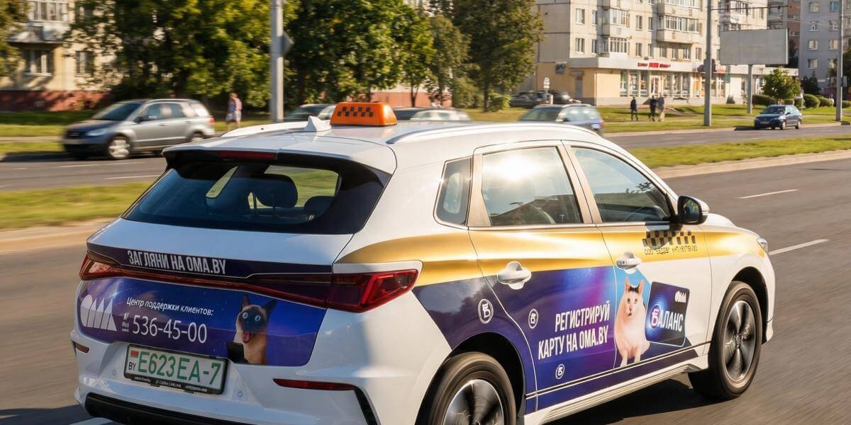 Реклама на такси для Строительного гипермаркета "ОМА"